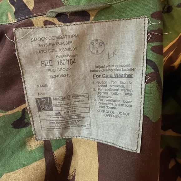 VINTAGE SMOCK COMBAT DPM NATO COLD WEATHER BUTTON FRONT W/ZIPPER DRAWSTRING - Picture 4 of 12